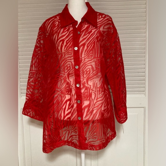 NWT Choices Plus Size 1X Sheer Blouse - Picture 2 of 15